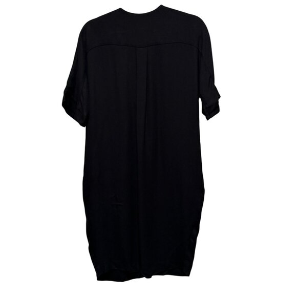 WHISTLES Frances Gathered Drawstring Short Sleeve Black Dress Womens Size 2 - Picture 5 of 13